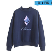 Blockchain Ethereum Logo Print Sweatshirts Hoodie Ethereum Bitcoin Pullover ETH Logo Sweatshirt Plus Size - Crypto gear and stuff