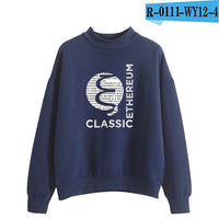 Blockchain Ethereum Logo Print Sweatshirts Hoodie Ethereum Bitcoin Pullover ETH Logo Sweatshirt Plus Size - Crypto gear and stuff
