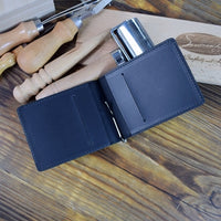 Men Purse Genuine Leather 2 Folded Rouble Note Wallet Male Engraved Digital currency Bitcoin Logo Money Clip with Metal Clamp - Crypto gear and stuff