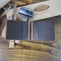 Men Purse Genuine Leather 2 Folded Rouble Note Wallet Male Engraved Digital currency Bitcoin Logo Money Clip with Metal Clamp - Crypto gear and stuff