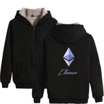 Blockchain Ethereum Letter Winter Hoodies Men/Women Zipper Hoodies Sweatshirt Ethereum Bitcoin Cotton Warm ETH Logo Clothes - Crypto gear and stuff