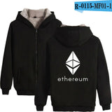 Blockchain Ethereum Letter Winter Hoodies Men/Women Zipper Hoodies Sweatshirt Ethereum Bitcoin Cotton Warm ETH Logo Clothes - Crypto gear and stuff