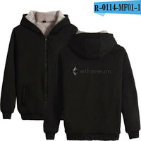 Blockchain Ethereum Letter Winter Hoodies Men/Women Zipper Hoodies Sweatshirt Ethereum Bitcoin Cotton Warm ETH Logo Clothes - Crypto gear and stuff