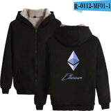 Blockchain Ethereum Letter Winter Hoodies Men/Women Zipper Hoodies Sweatshirt Ethereum Bitcoin Cotton Warm ETH Logo Clothes - Crypto gear and stuff
