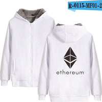 Blockchain Ethereum Letter Winter Hoodies Men/Women Zipper Hoodies Sweatshirt Ethereum Bitcoin Cotton Warm ETH Logo Clothes - Crypto gear and stuff