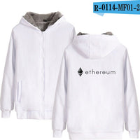 Blockchain Ethereum Letter Winter Hoodies Men/Women Zipper Hoodies Sweatshirt Ethereum Bitcoin Cotton Warm ETH Logo Clothes - Crypto gear and stuff
