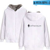 Blockchain Ethereum Letter Winter Hoodies Men/Women Zipper Hoodies Sweatshirt Ethereum Bitcoin Cotton Warm ETH Logo Clothes - Crypto gear and stuff