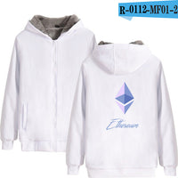 Blockchain Ethereum Letter Winter Hoodies Men/Women Zipper Hoodies Sweatshirt Ethereum Bitcoin Cotton Warm ETH Logo Clothes - Crypto gear and stuff