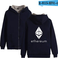 Blockchain Ethereum Letter Winter Hoodies Men/Women Zipper Hoodies Sweatshirt Ethereum Bitcoin Cotton Warm ETH Logo Clothes - Crypto gear and stuff