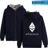 Blockchain Ethereum Letter Winter Hoodies Men/Women Zipper Hoodies Sweatshirt Ethereum Bitcoin Cotton Warm ETH Logo Clothes - Crypto gear and stuff
