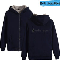 Blockchain Ethereum Letter Winter Hoodies Men/Women Zipper Hoodies Sweatshirt Ethereum Bitcoin Cotton Warm ETH Logo Clothes - Crypto gear and stuff