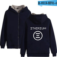Blockchain Ethereum Letter Winter Hoodies Men/Women Zipper Hoodies Sweatshirt Ethereum Bitcoin Cotton Warm ETH Logo Clothes - Crypto gear and stuff