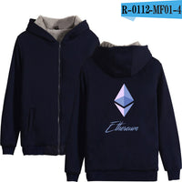 Blockchain Ethereum Letter Winter Hoodies Men/Women Zipper Hoodies Sweatshirt Ethereum Bitcoin Cotton Warm ETH Logo Clothes - Crypto gear and stuff