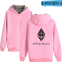 Blockchain Ethereum Letter Winter Hoodies Men/Women Zipper Hoodies Sweatshirt Ethereum Bitcoin Cotton Warm ETH Logo Clothes - Crypto gear and stuff