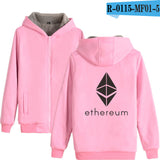 Blockchain Ethereum Letter Winter Hoodies Men/Women Zipper Hoodies Sweatshirt Ethereum Bitcoin Cotton Warm ETH Logo Clothes - Crypto gear and stuff