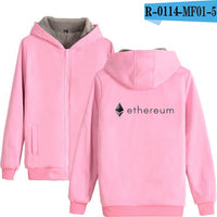 Blockchain Ethereum Letter Winter Hoodies Men/Women Zipper Hoodies Sweatshirt Ethereum Bitcoin Cotton Warm ETH Logo Clothes - Crypto gear and stuff