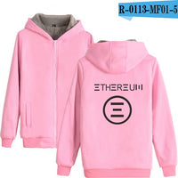 Blockchain Ethereum Letter Winter Hoodies Men/Women Zipper Hoodies Sweatshirt Ethereum Bitcoin Cotton Warm ETH Logo Clothes - Crypto gear and stuff