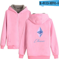 Blockchain Ethereum Letter Winter Hoodies Men/Women Zipper Hoodies Sweatshirt Ethereum Bitcoin Cotton Warm ETH Logo Clothes - Crypto gear and stuff