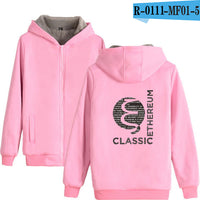 Blockchain Ethereum Letter Winter Hoodies Men/Women Zipper Hoodies Sweatshirt Ethereum Bitcoin Cotton Warm ETH Logo Clothes - Crypto gear and stuff