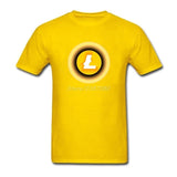 Litecoin Yellow T Shirt Cotton Crewneck Short Sleeve  Brand Clothing Popular Streetwear - Crypto gear and stuff