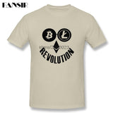 Casual T Shirt Men Bitcoin Litecoin Ethereum Crypto Revolution Homme T-shirt Custom Cotton Short Sleeve O-neck Tees Shirt - Crypto gear and stuff