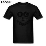 Casual T Shirt Men Bitcoin Litecoin Ethereum Crypto Revolution Homme T-shirt Custom Cotton Short Sleeve O-neck Tees Shirt - Crypto gear and stuff