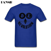 Casual T Shirt Men Bitcoin Litecoin Ethereum Crypto Revolution Homme T-shirt Custom Cotton Short Sleeve O-neck Tees Shirt - Crypto gear and stuff