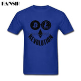 Casual T Shirt Men Bitcoin Litecoin Ethereum Crypto Revolution Homme T-shirt Custom Cotton Short Sleeve O-neck Tees Shirt - Crypto gear and stuff