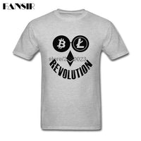 Casual T Shirt Men Bitcoin Litecoin Ethereum Crypto Revolution Homme T-shirt Custom Cotton Short Sleeve O-neck Tees Shirt - Crypto gear and stuff
