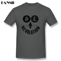 Casual T Shirt Men Bitcoin Litecoin Ethereum Crypto Revolution Homme T-shirt Custom Cotton Short Sleeve O-neck Tees Shirt - Crypto gear and stuff