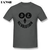 Casual T Shirt Men Bitcoin Litecoin Ethereum Crypto Revolution Homme T-shirt Custom Cotton Short Sleeve O-neck Tees Shirt - Crypto gear and stuff
