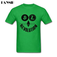 Casual T Shirt Men Bitcoin Litecoin Ethereum Crypto Revolution Homme T-shirt Custom Cotton Short Sleeve O-neck Tees Shirt - Crypto gear and stuff