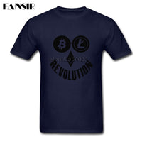 Casual T Shirt Men Bitcoin Litecoin Ethereum Crypto Revolution Homme T-shirt Custom Cotton Short Sleeve O-neck Tees Shirt - Crypto gear and stuff