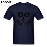 Casual T Shirt Men Bitcoin Litecoin Ethereum Crypto Revolution Homme T-shirt Custom Cotton Short Sleeve O-neck Tees Shirt - Crypto gear and stuff