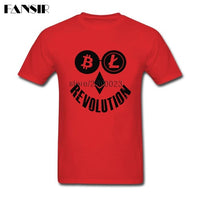 Casual T Shirt Men Bitcoin Litecoin Ethereum Crypto Revolution Homme T-shirt Custom Cotton Short Sleeve O-neck Tees Shirt - Crypto gear and stuff