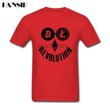 Casual T Shirt Men Bitcoin Litecoin Ethereum Crypto Revolution Homme T-shirt Custom Cotton Short Sleeve O-neck Tees Shirt - Crypto gear and stuff