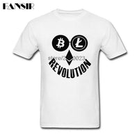 Casual T Shirt Men Bitcoin Litecoin Ethereum Crypto Revolution Homme T-shirt Custom Cotton Short Sleeve O-neck Tees Shirt - Crypto gear and stuff