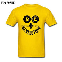 Casual T Shirt Men Bitcoin Litecoin Ethereum Crypto Revolution Homme T-shirt Custom Cotton Short Sleeve O-neck Tees Shirt - Crypto gear and stuff