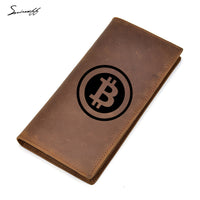 bitcoin long wallet cowhide leather mens wallet - Crypto gear and stuff