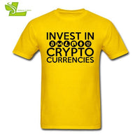 Invest In Cryptocurrencies Ethereum Litecoin Monero Bitcoin Zcash T Shirt Man Short Sleeve Cheap Tees Male Oversize Clothing - Crypto gear and stuff