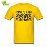 Invest In Cryptocurrencies Ethereum Litecoin Monero Bitcoin Zcash T Shirt Man Short Sleeve Cheap Tees Male Oversize Clothing - Crypto gear and stuff