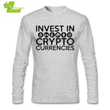 Invest In Cryptocurrencies Ethereum Litecoin Monero Bitcoin Zcash T Shirt Men's Long Sleeve O Neck Tees Adult Latest Tshirts - Crypto gear and stuff