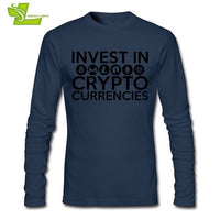 Invest In Cryptocurrencies Ethereum Litecoin Monero Bitcoin Zcash T Shirt Men's Long Sleeve O Neck Tees Adult Latest Tshirts - Crypto gear and stuff