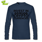 Invest In Cryptocurrencies Ethereum Litecoin Monero Bitcoin Zcash T Shirt Men's Long Sleeve O Neck Tees Adult Latest Tshirts - Crypto gear and stuff