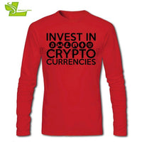 Invest In Cryptocurrencies Ethereum Litecoin Monero Bitcoin Zcash T Shirt Men's Long Sleeve O Neck Tees Adult Latest Tshirts - Crypto gear and stuff