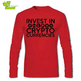 Invest In Cryptocurrencies Ethereum Litecoin Monero Bitcoin Zcash T Shirt Men's Long Sleeve O Neck Tees Adult Latest Tshirts - Crypto gear and stuff