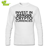 Invest In Cryptocurrencies Ethereum Litecoin Monero Bitcoin Zcash T Shirt Men's Long Sleeve O Neck Tees Adult Latest Tshirts - Crypto gear and stuff