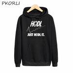 Pkorli Just Hodl It Bitcoin Sweatshirt Men Women Casual Long Sleeved Pullover Hoodie Funny Graphic Printed Camiseta Feminina - Crypto gear and stuff