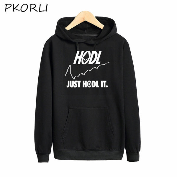 Pkorli Just Hodl It Bitcoin Sweatshirt Men Women Casual Long Sleeved Pullover Hoodie Funny Graphic Printed Camiseta Feminina - Crypto gear and stuff