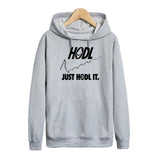 Pkorli Just Hodl It Bitcoin Sweatshirt Men Women Casual Long Sleeved Pullover Hoodie Funny Graphic Printed Camiseta Feminina - Crypto gear and stuff